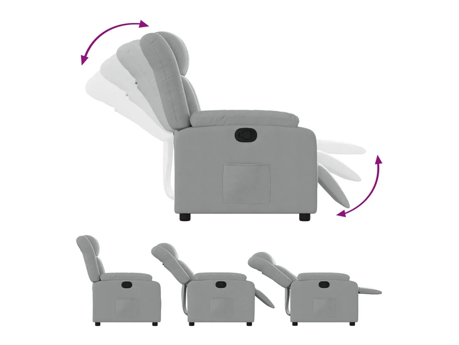 Poltrona reclinável tecido cinzento-claro PT281775