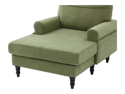 Poltrona relaxante em tecido chenille verde-azeitona - Com bolsos laterais