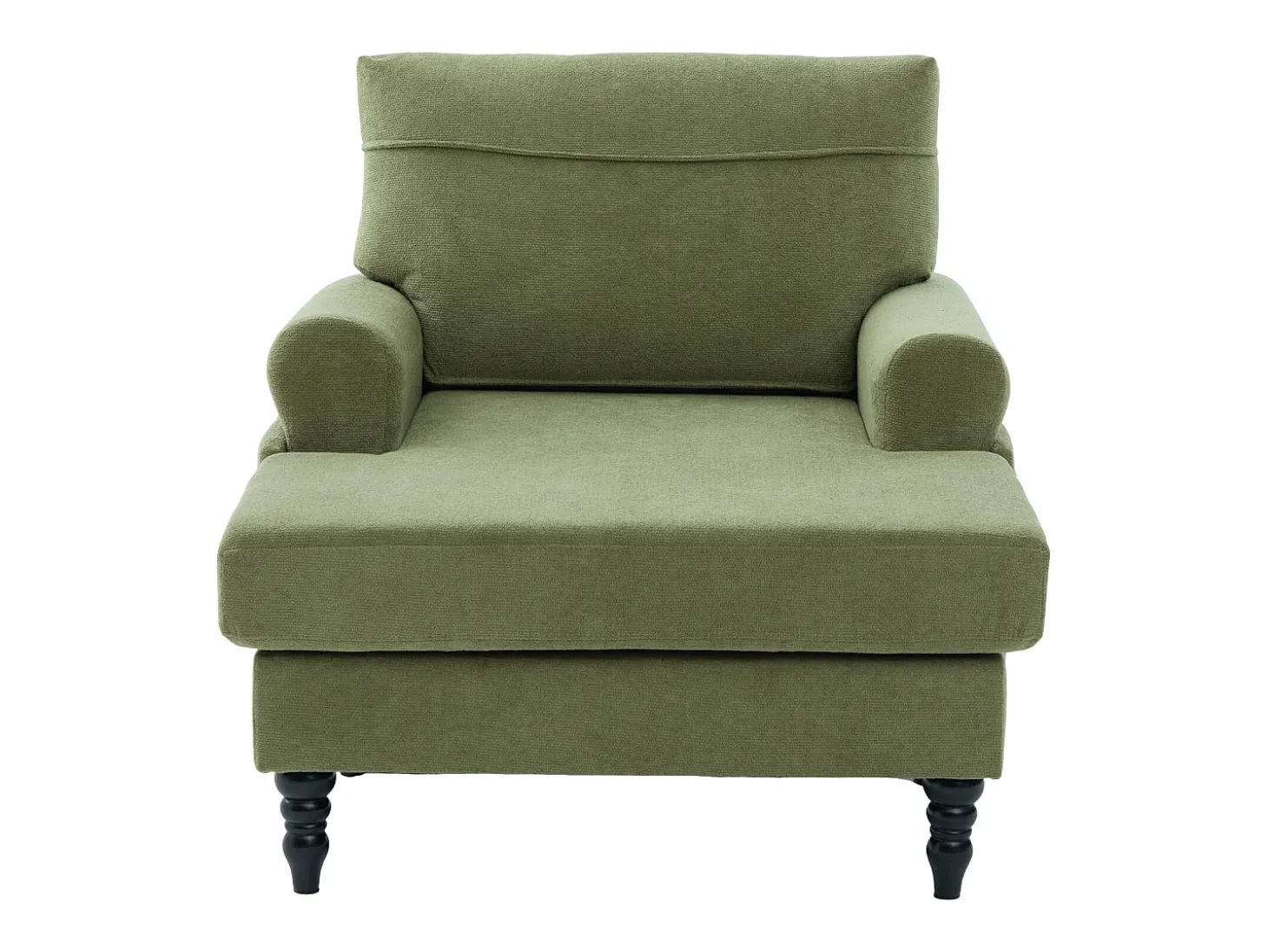 Poltrona relaxante em tecido chenille verde-azeitona - Com bolsos laterais
