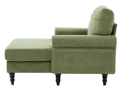 Poltrona relaxante em tecido chenille verde-azeitona - Com bolsos laterais