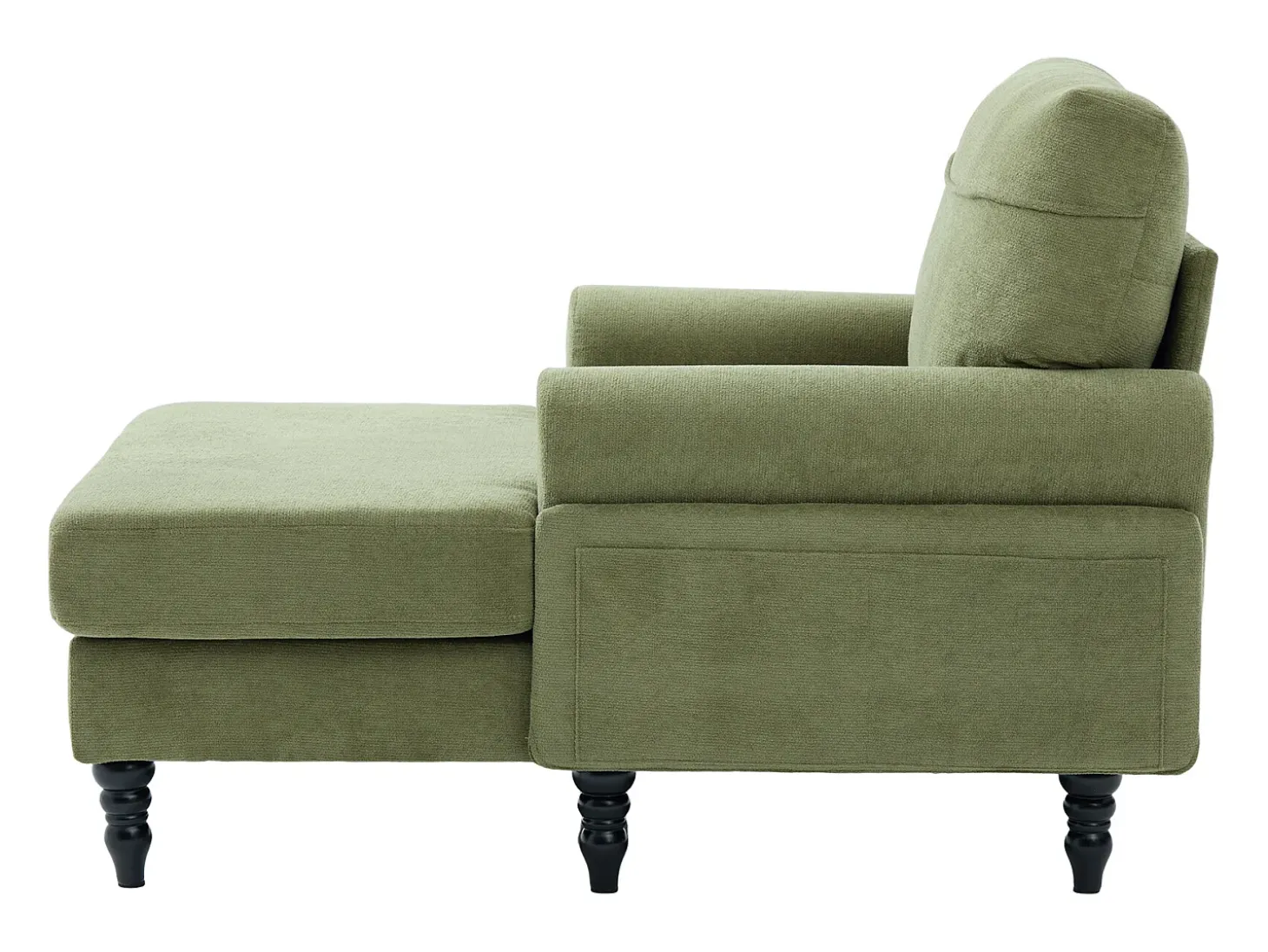 Poltrona relaxante em tecido chenille verde-azeitona - Com bolsos laterais
