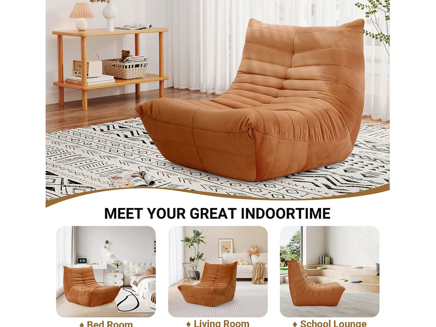 Poltrona Strazy na Caterpillar Brown - Base Deep 62cm - 80x85x84cm
