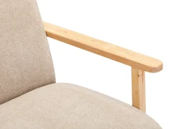 Poltrona tecido e madeira bege, estilo contemporâneo JULOMO
