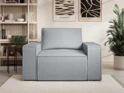 Poltrona tecido texturizado cinza estilo design AMELIA