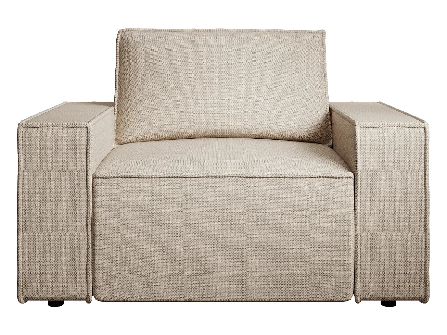 Poltrona tecido texturizado bege estilo design AMELIA