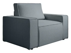 Poltrona tecido texturizado azul estilo design AMELIA