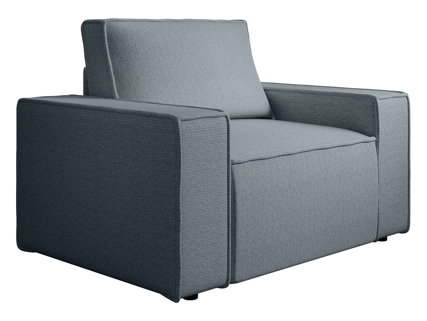 Poltrona tecido texturizado azul estilo design AMELIA