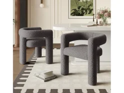 Poltrona, tecido veludo teddy, cinza escuro