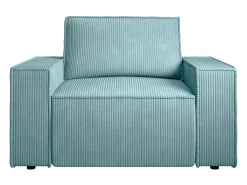 Poltrona veludo canelado azul-turquesa estilo design AMELIA