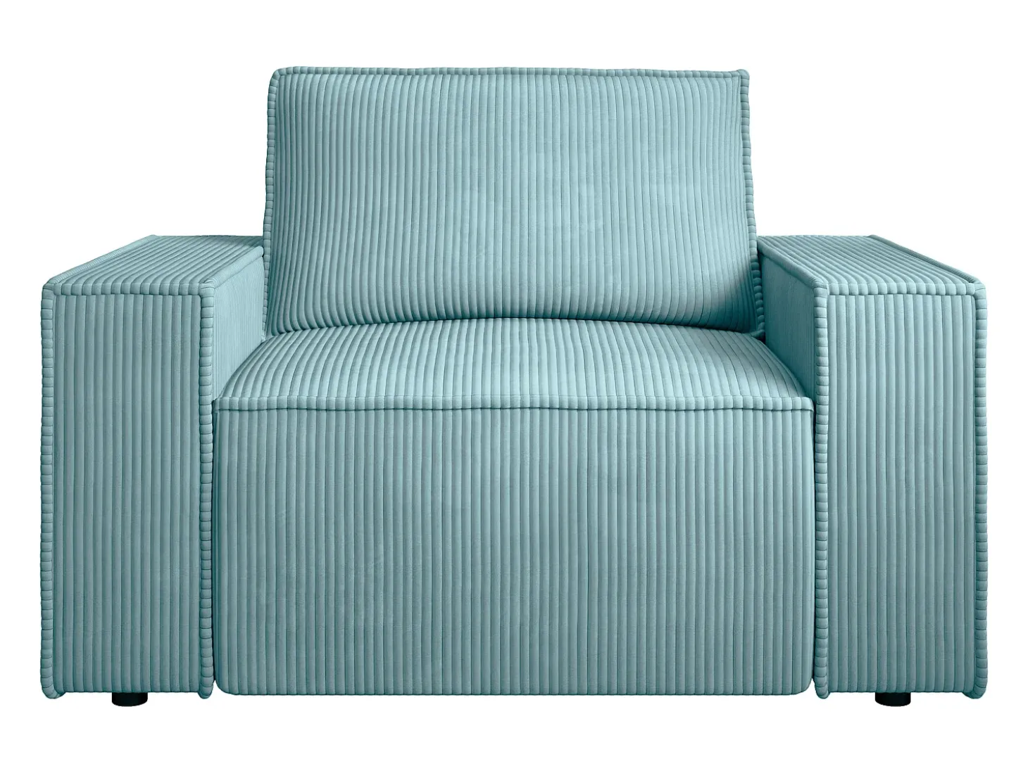 Poltrona veludo canelado azul-turquesa estilo design AMELIA