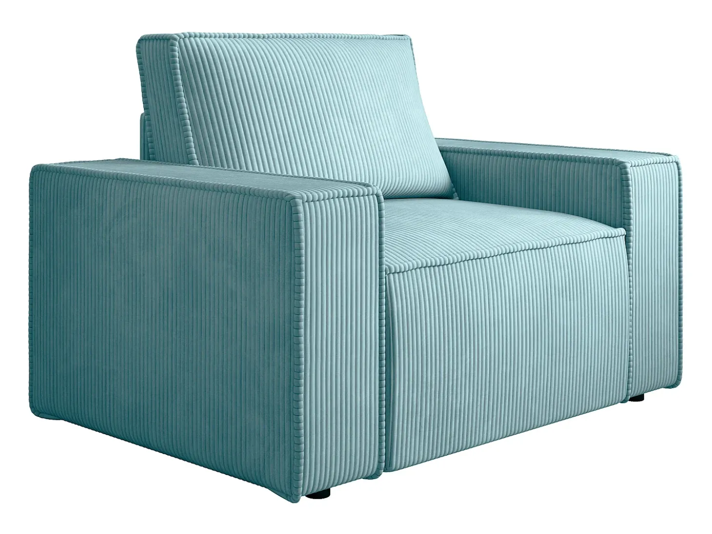 Poltrona veludo canelado azul-turquesa estilo design AMELIA