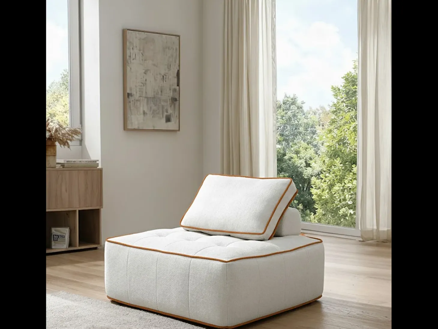 Poltrona Zen 1 lugar - branco e laranja