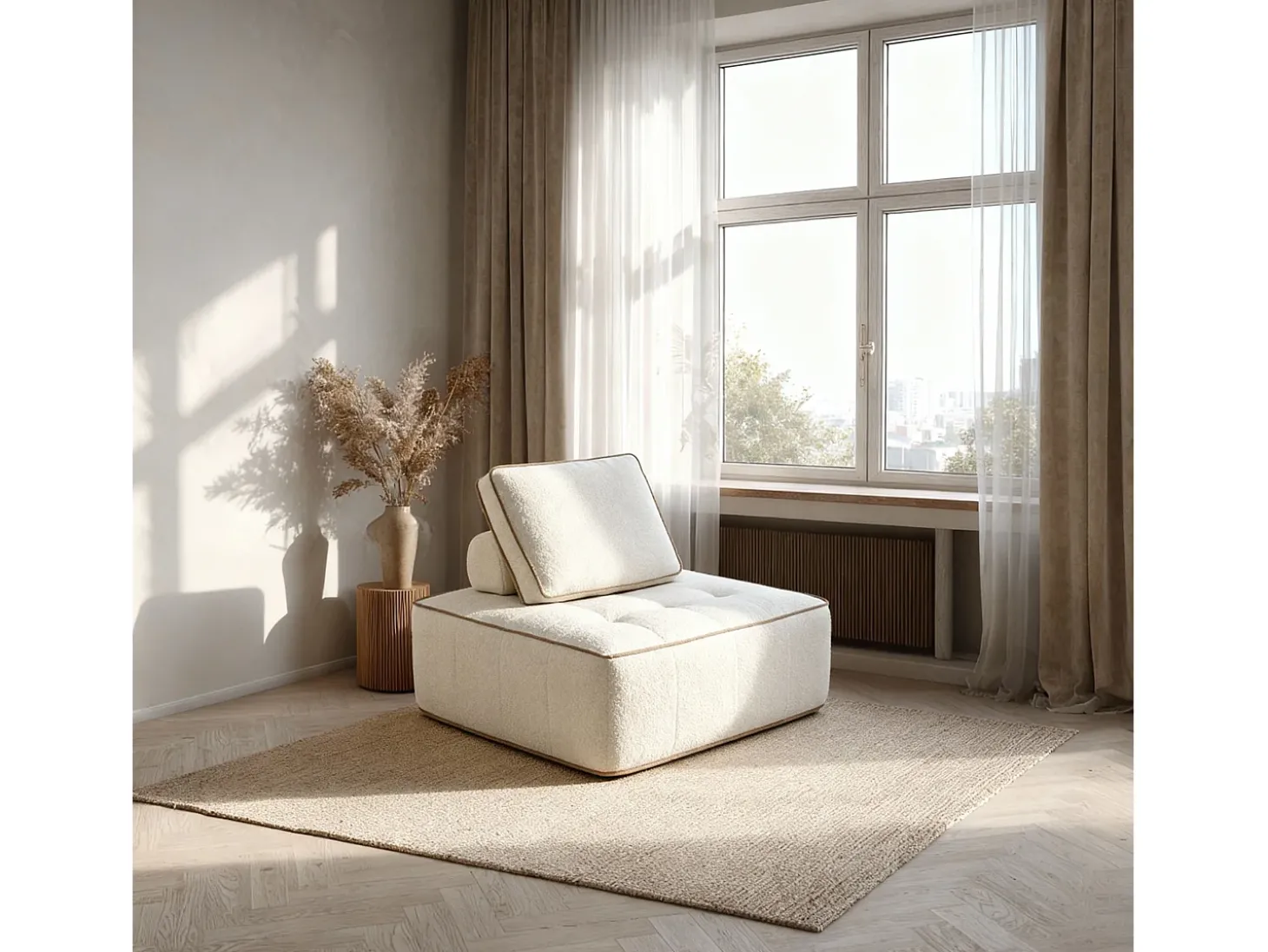 Poltrona Zen 1 lugar - branco e areia