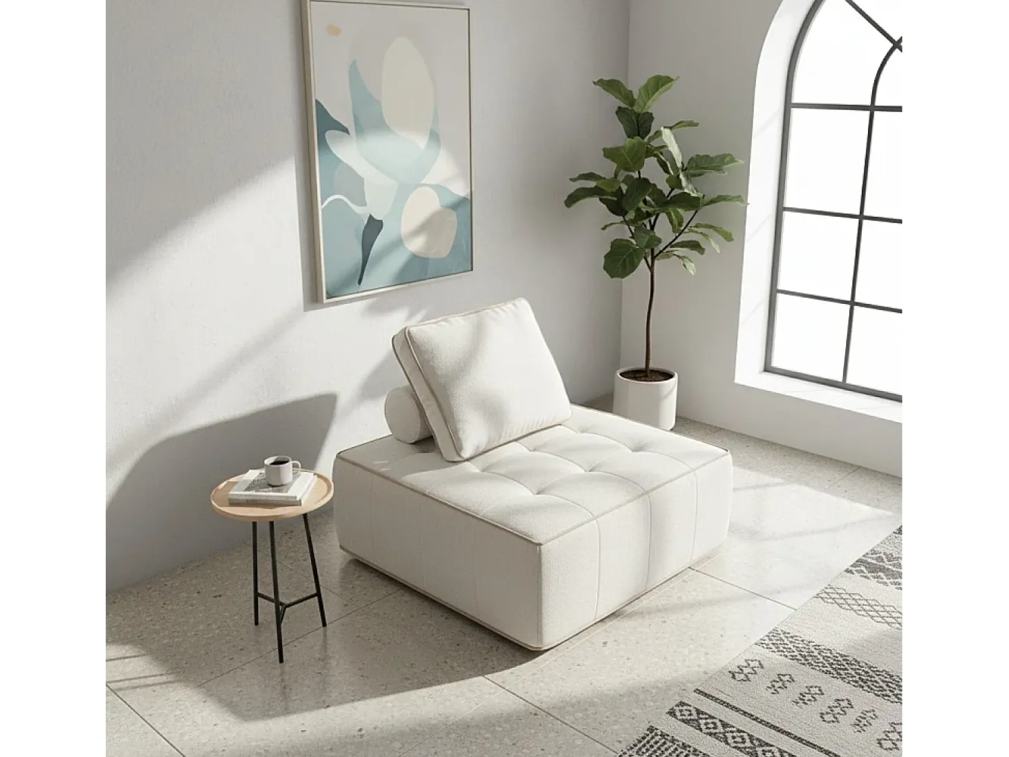 Poltrona Zen 1 lugar - branco e areia