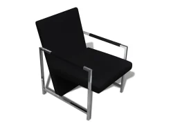 Poltronas com estrutura cromada 2 pcs couro artificial preto PT196299
