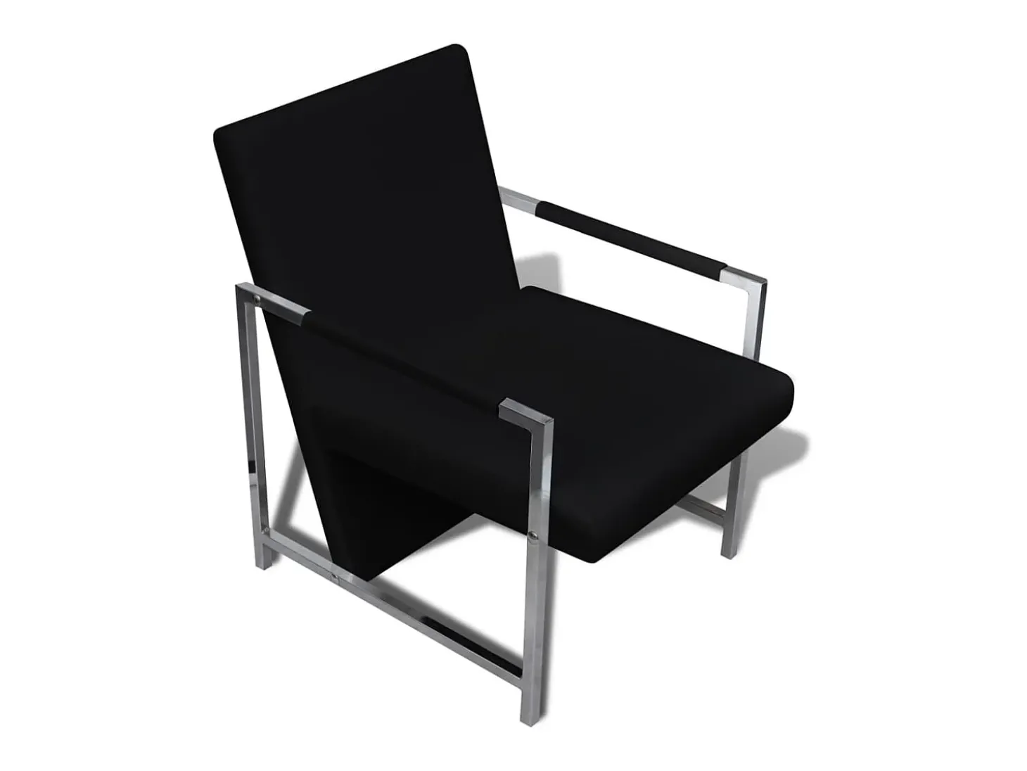 Poltronas com estrutura cromada 2 pcs couro artificial preto PT196299