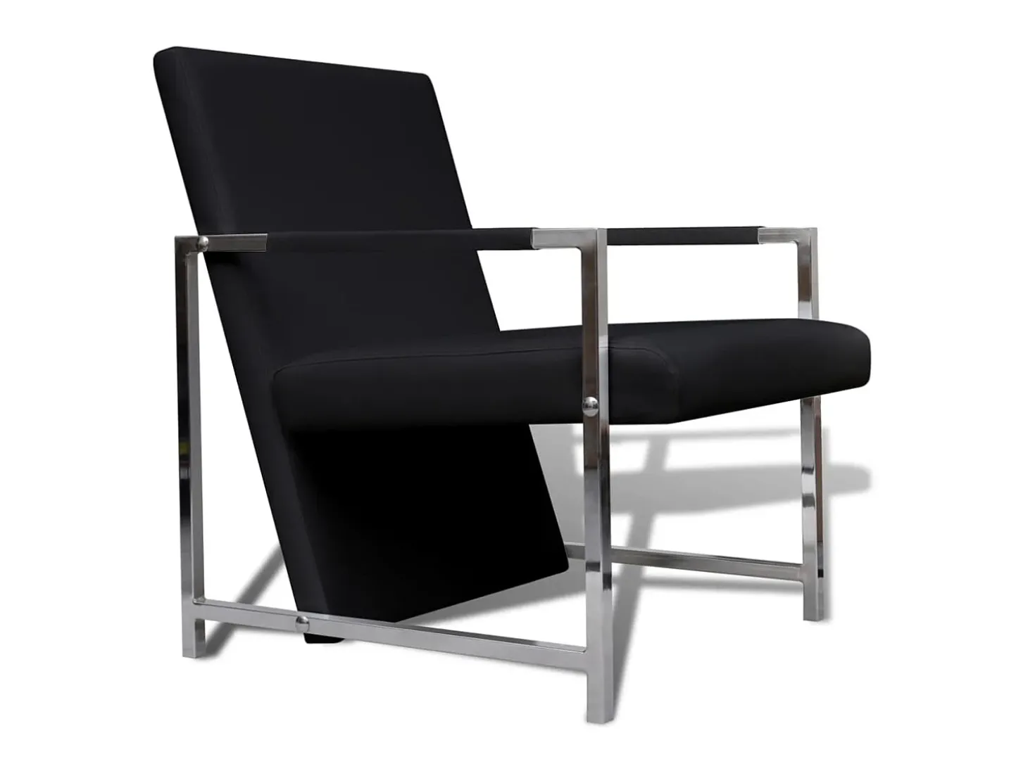 Poltronas com estrutura cromada 2 pcs couro artificial preto PT196299