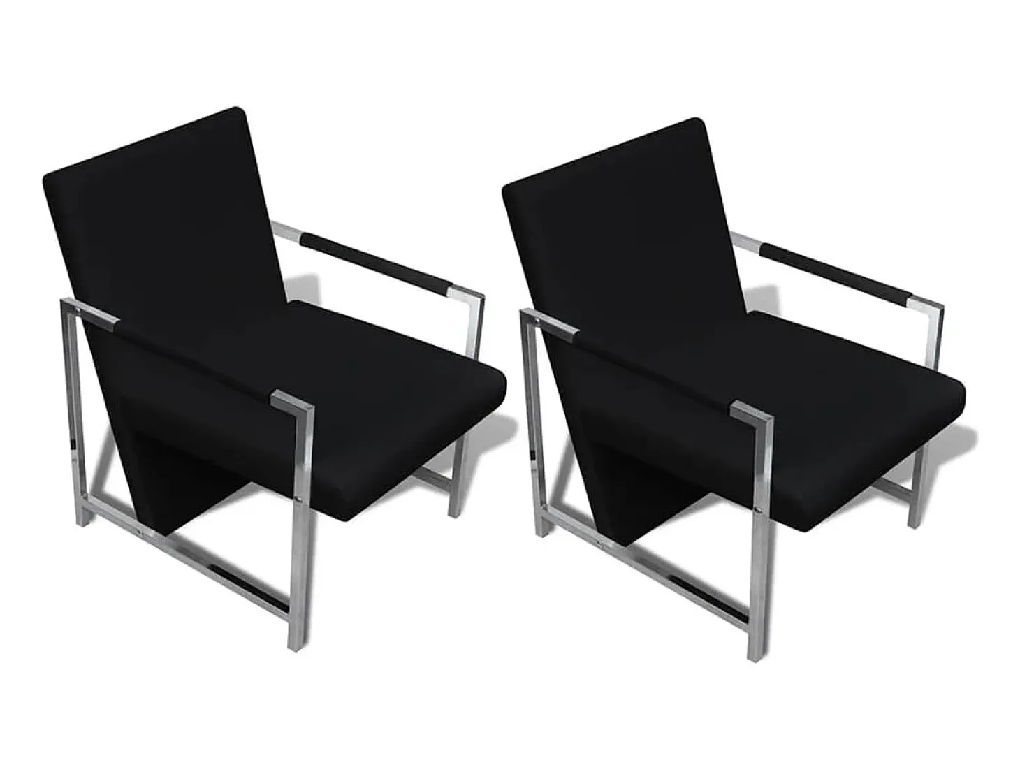 Poltronas com estrutura cromada 2 pcs couro artificial preto PT196299