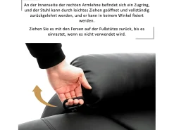 Poltronas extensíveis em couro sintético - sofás convidativos - com apoio para os pés - PU - preto
