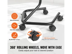 Porta-Folhetos SucceBuy, 32 Bolsas, Suporte de Documentação Rotativo com 5 Rodas, Expositor de Cartões Comemorativos Giratório em 360°