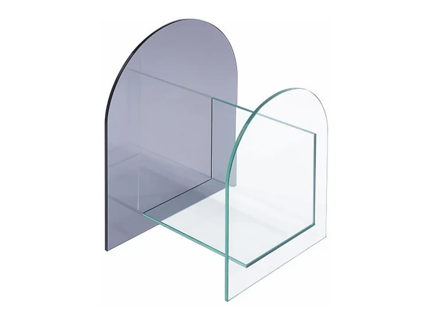 Porta-revistas em vidro temperado transparente e cinza - DUSILLA