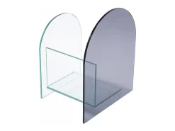 Porta-revistas em vidro temperado transparente e cinza - DUSILLA