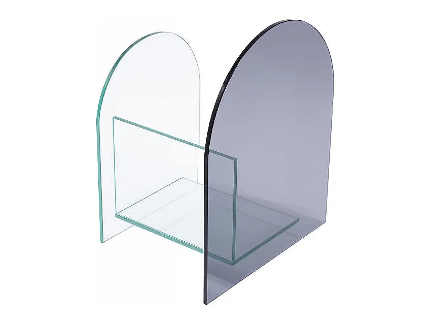Porta-revistas em vidro temperado transparente e cinza - DUSILLA