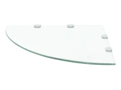 Prateleira canto, suportes cromados, vidro transparente 45x45cm PT995028