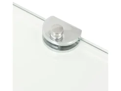 Prateleira canto, suportes cromados, vidro transparente 45x45cm PT995028