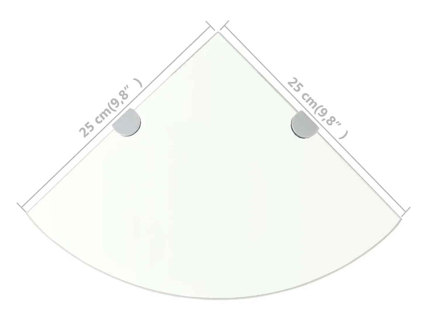 Prateleira canto suportes cromados vidro transparente 25x25cm
