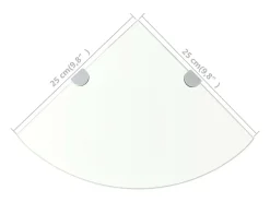 Prateleira canto suportes cromados vidro transparente 25x25cm