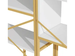 Prateleira com as dimensões de 160 x 29,5 x 180 cm - Metal e MDF - Dourada e branca