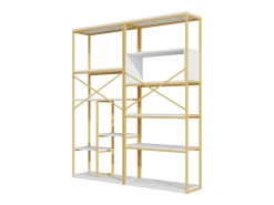 Prateleira com as dimensões de 160 x 29,5 x 180 cm - Metal e MDF - Dourada e branca