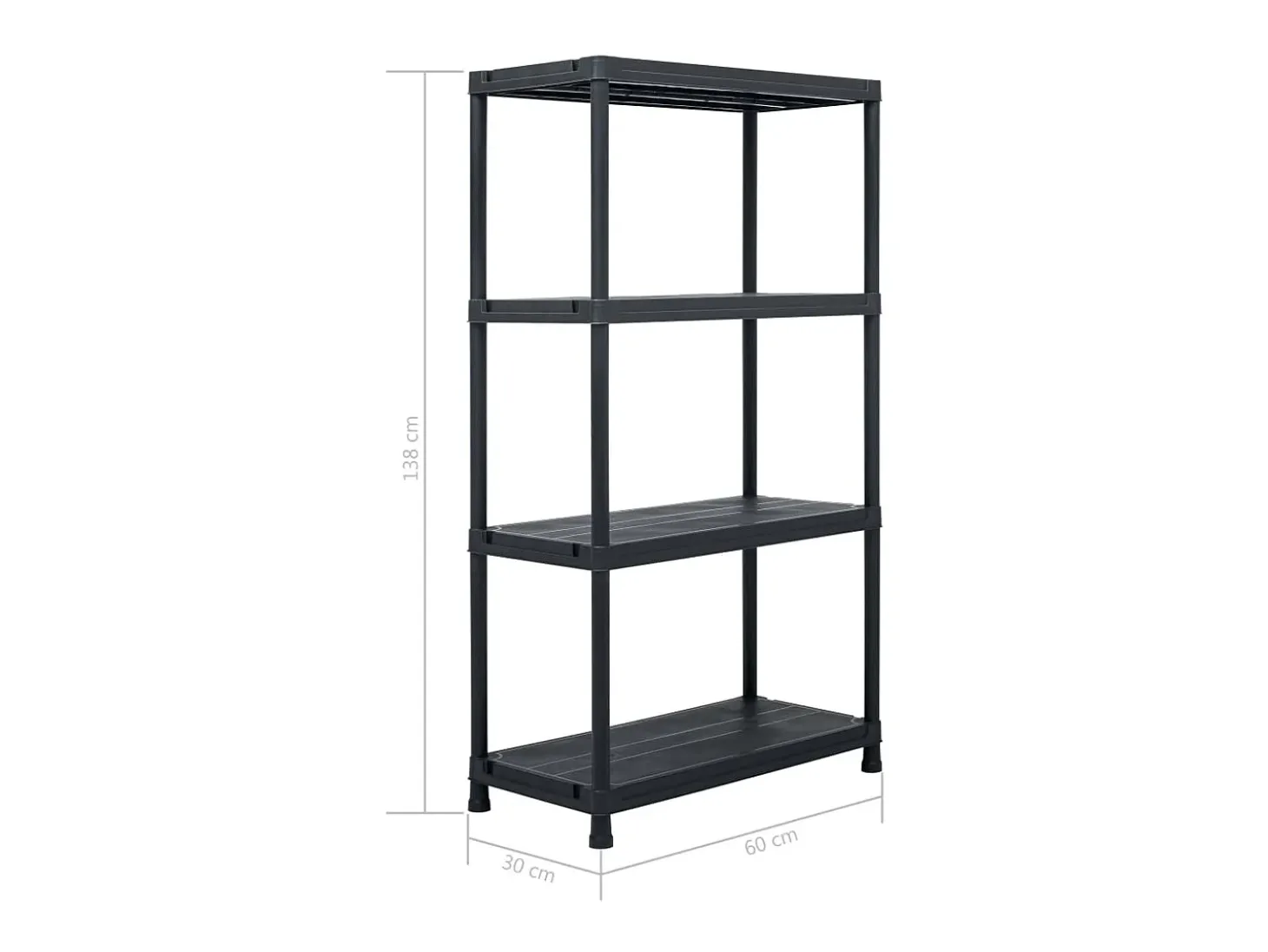 Prateleira de armazenamento 100 kg 60 x 30 x 138 cm plástico preto 02_0000634