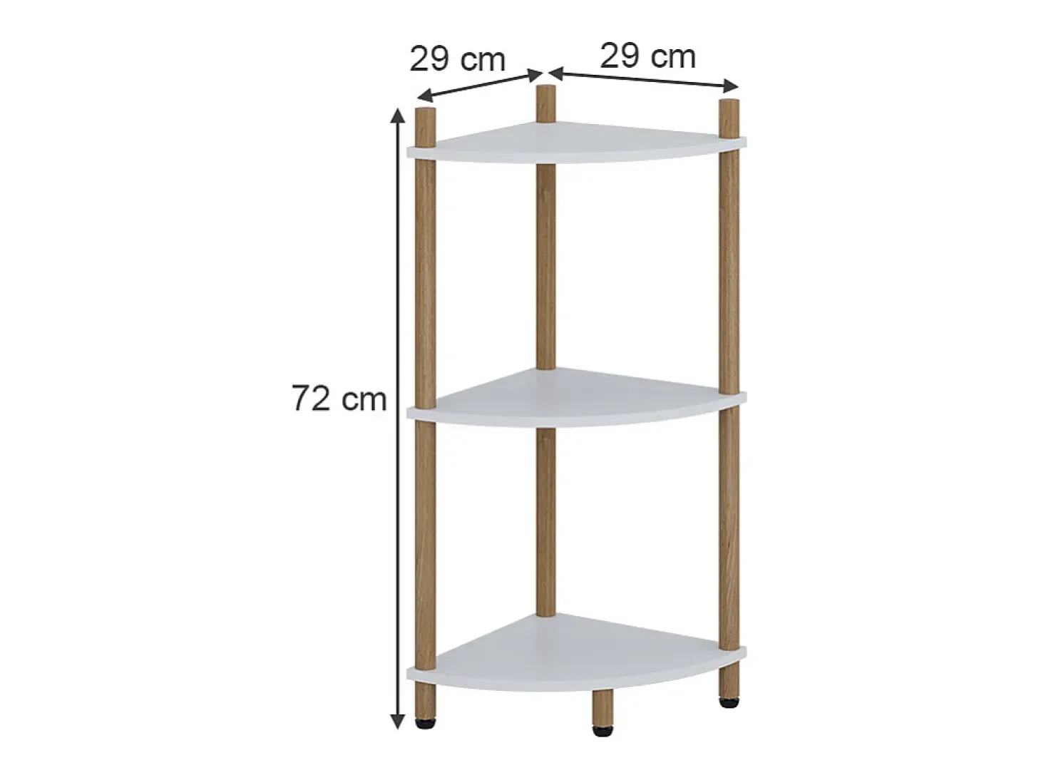 Prateleira de canto branco/pinheiro 29x29x72 bivio