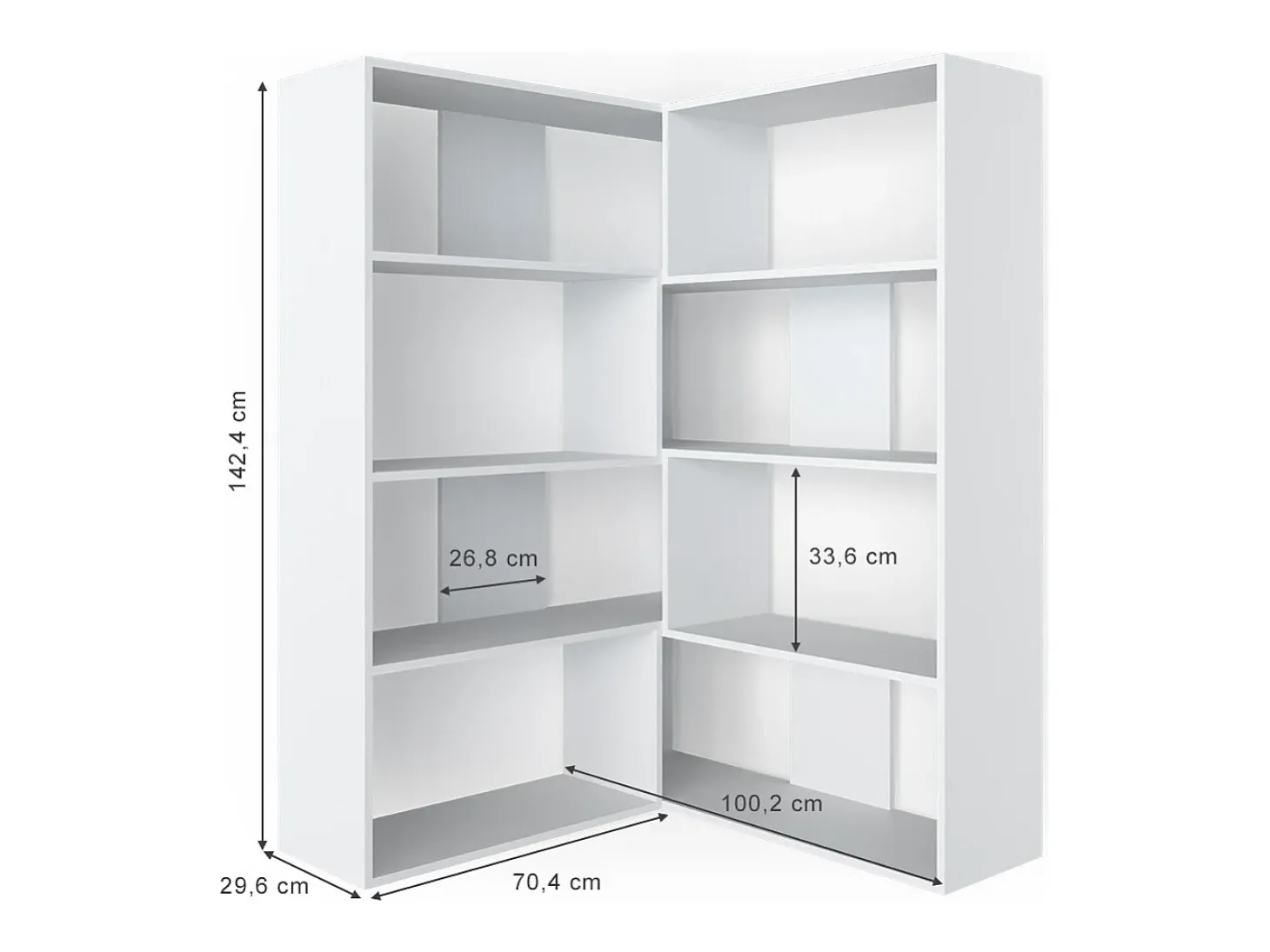 Prateleira de canto branco 170x29.6x142.4 laine