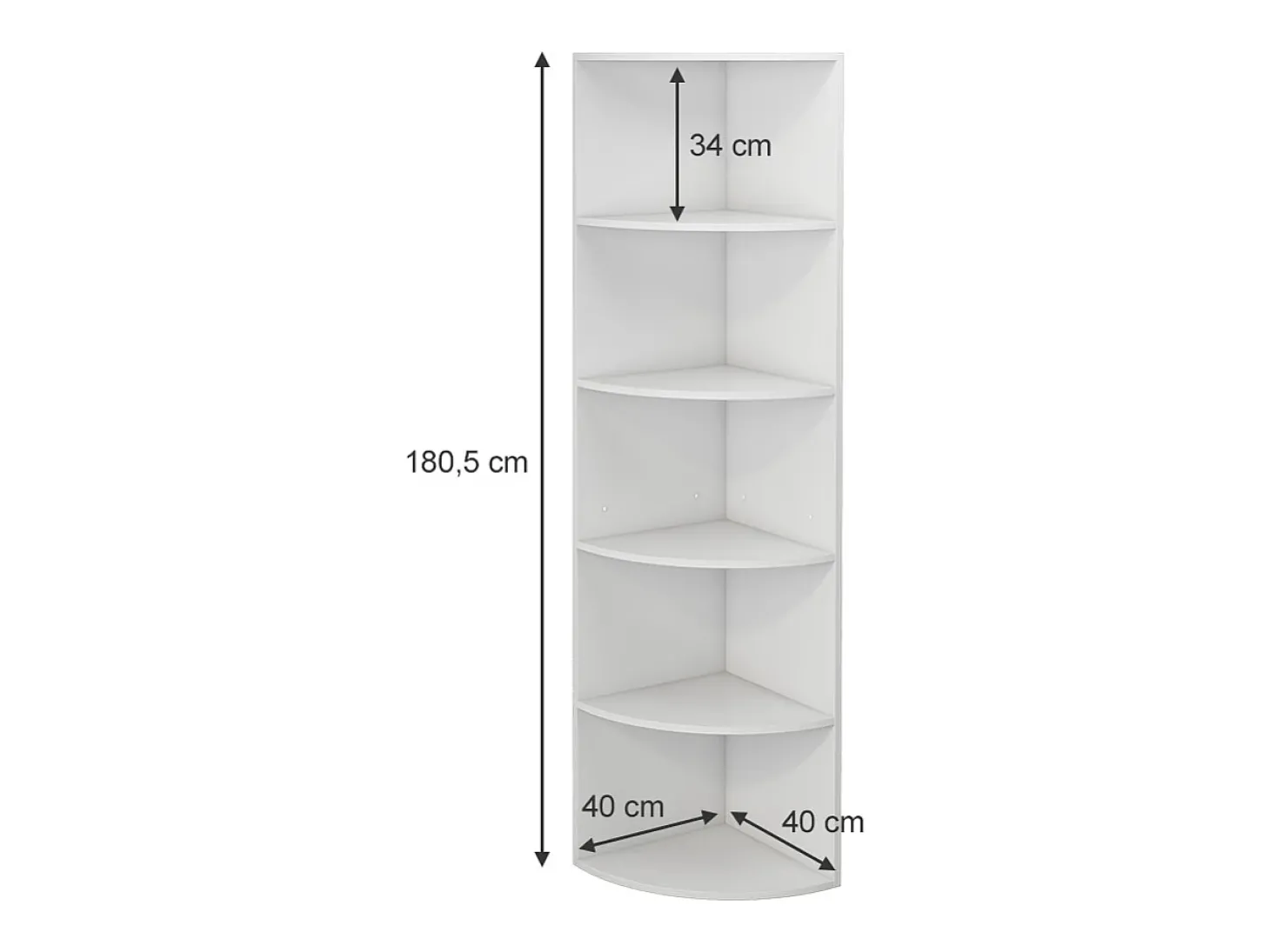 Prateleira de canto branco 40x40x180 fabienne