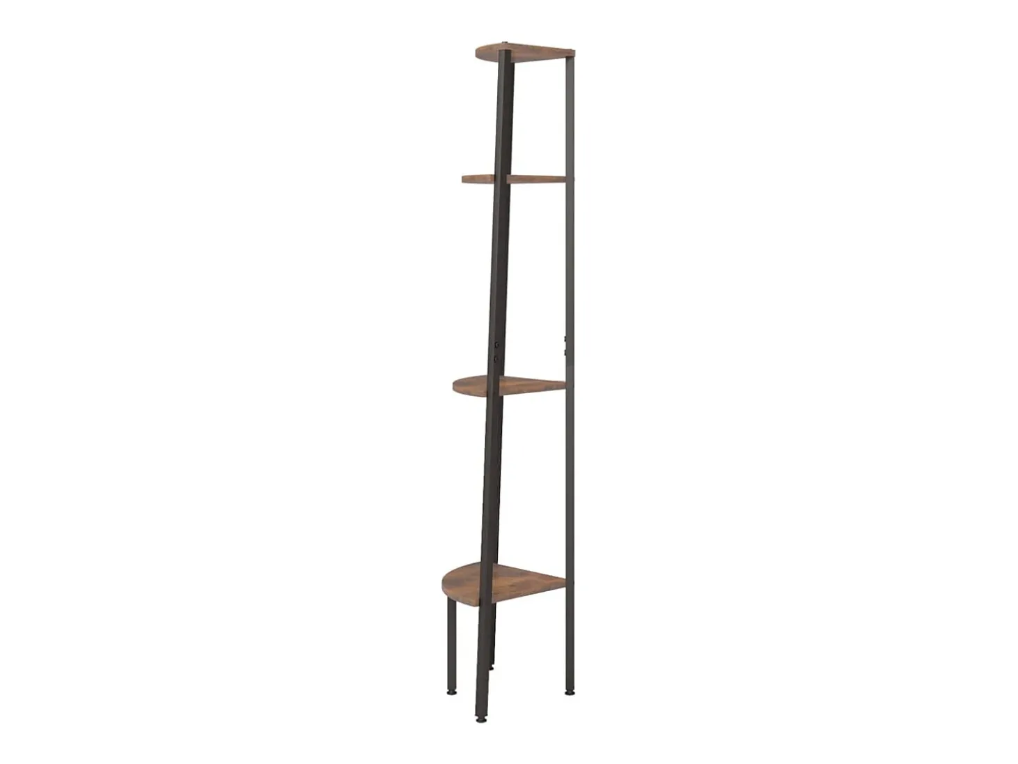 Prateleira de canto com 4 níveis, castanho escuro e preto, 45,5x31,5x150 cm