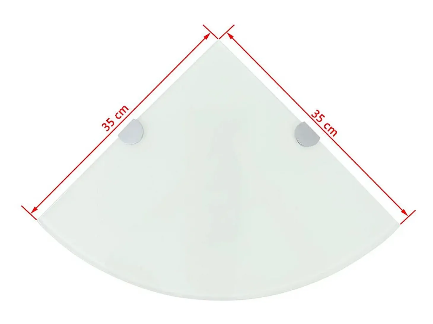 Prateleira de canto para armário com suportes cromados e vidro branco 35 x 35 cm 2702224/2