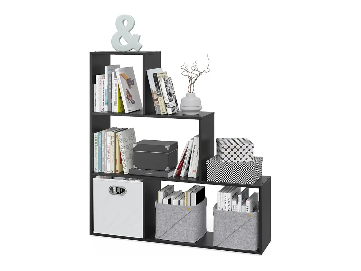 Prateleira de escada preto 116.8x29x123.2