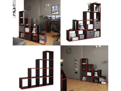 Prateleira de escada preto/vermelho 142.5x29x140