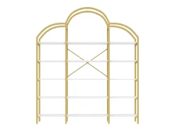 Prateleira de metal - 170 x 25 x 190 cm - 5 camadas de espaço de armazenamento - MDF + Metal - Dourado + Branco