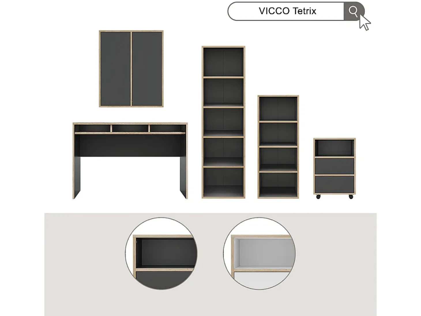 Prateleira de parede antracite 63x40x75 tetrix