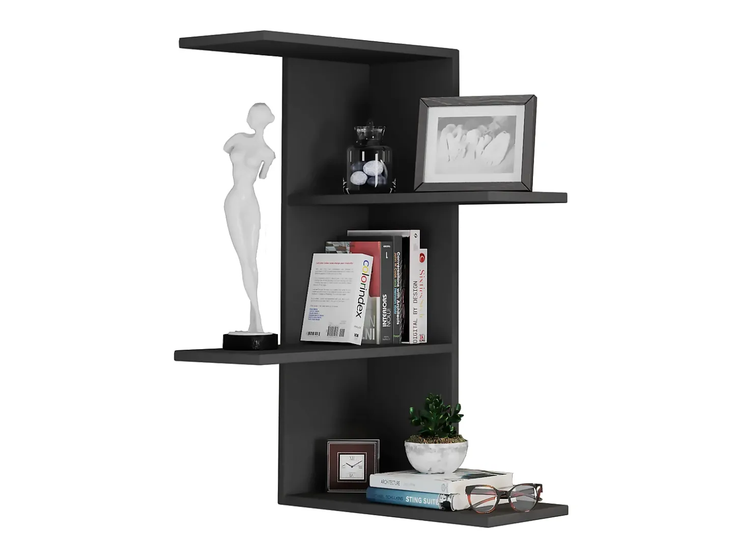 Prateleira de parede Balos Preto A. 77 x L. 45 x P. 45 cm