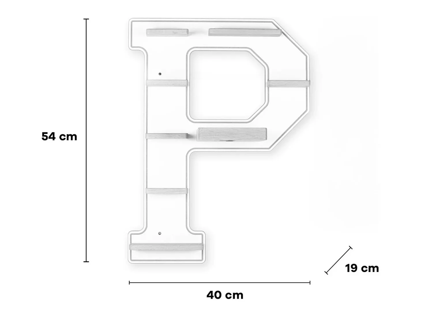 Prateleira de parede BOARTI Buchstabe Branco A. 54 x L. 40 x P. 19 cm