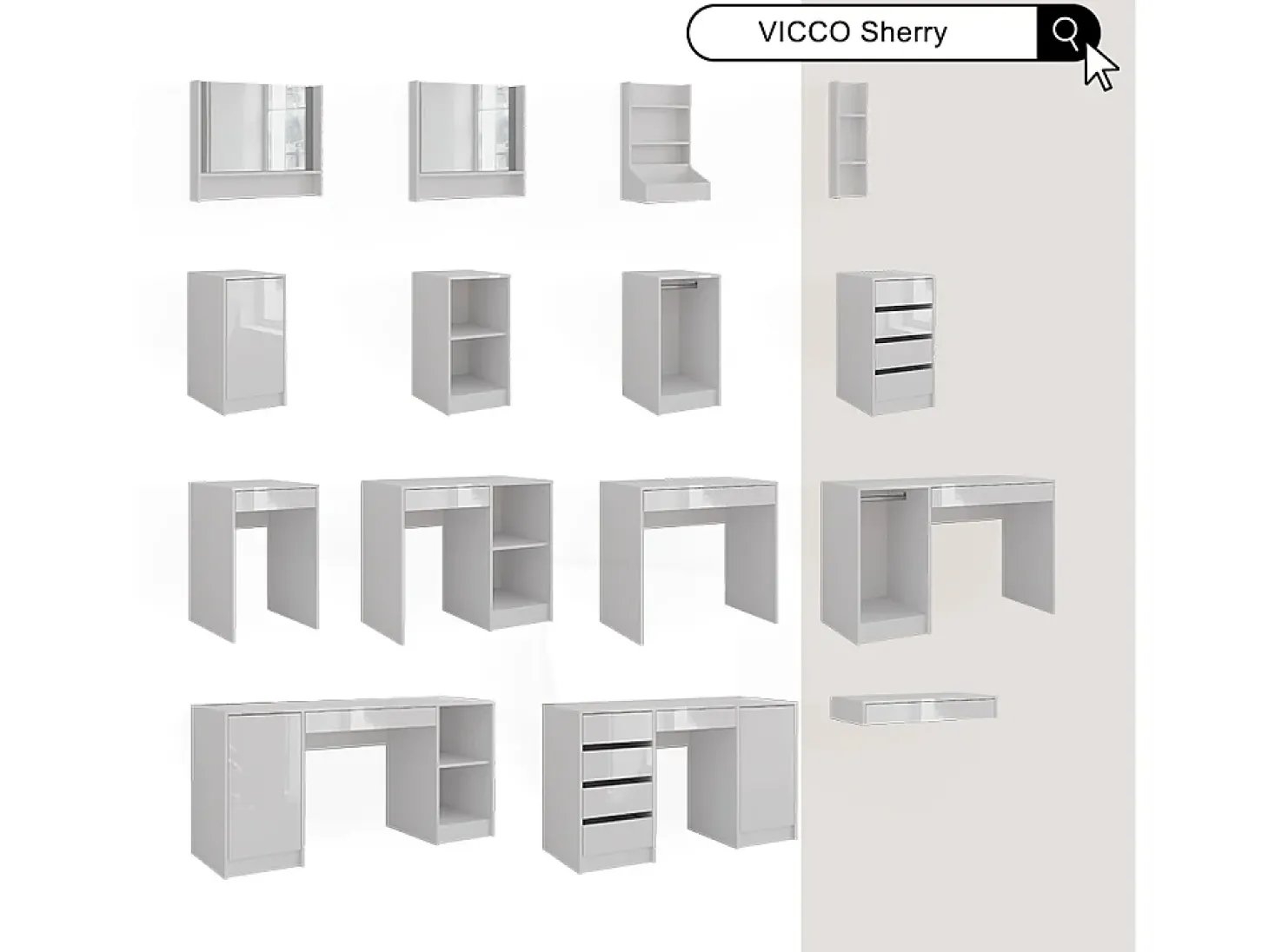 Prateleira de parede branco/branco brilhante 81.4x40.1x12 sherry