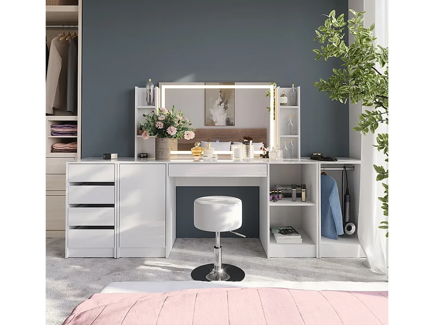 Prateleira de parede branco/branco brilhante 81.4x40.1x12 sherry