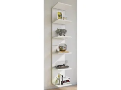 Prateleira de parede branca VCM Lazas 180x35x30 cm, design moderno, 5 compartimentos abertos, montagem segura na parede