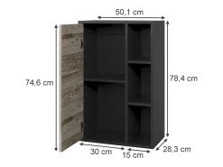 Prateleira de parede carvalho preto/areia 50.1x28.3x78.4 berno