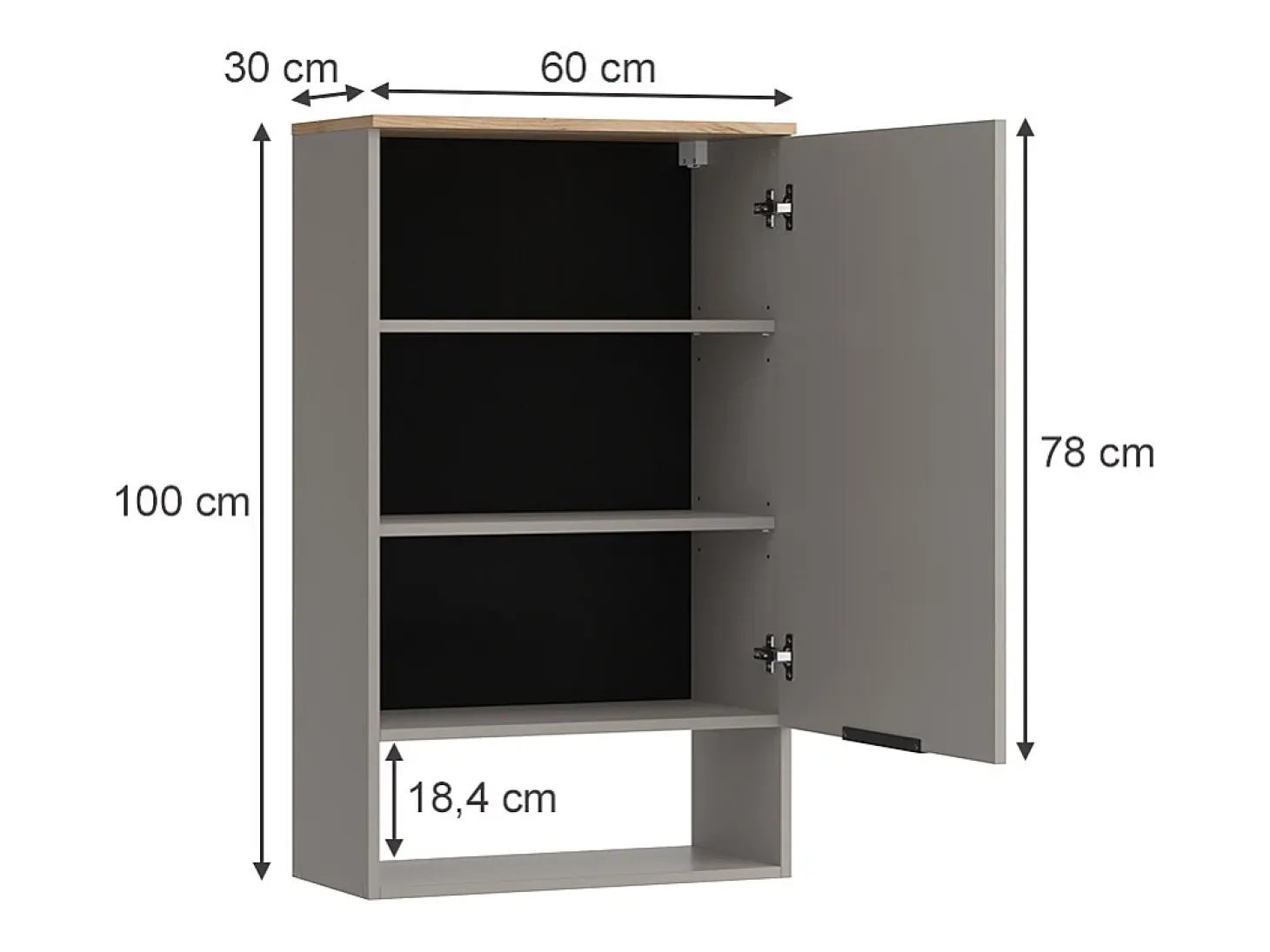 Prateleira de parede cinzento-bege 60x30x100 wido